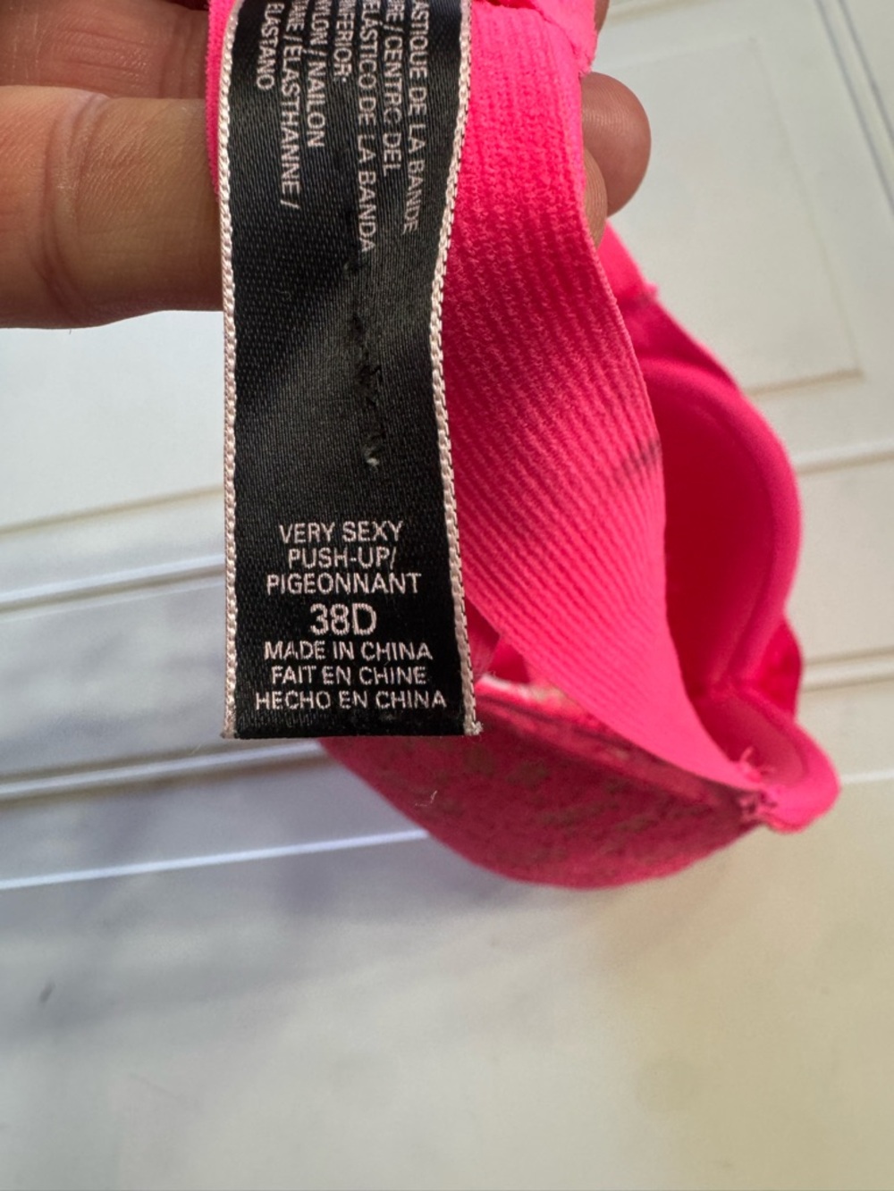 Victorias Secret Women’s Sz 38D Bright Pink Lace Very Sexy Push Up Bra - Picture 3 of 4